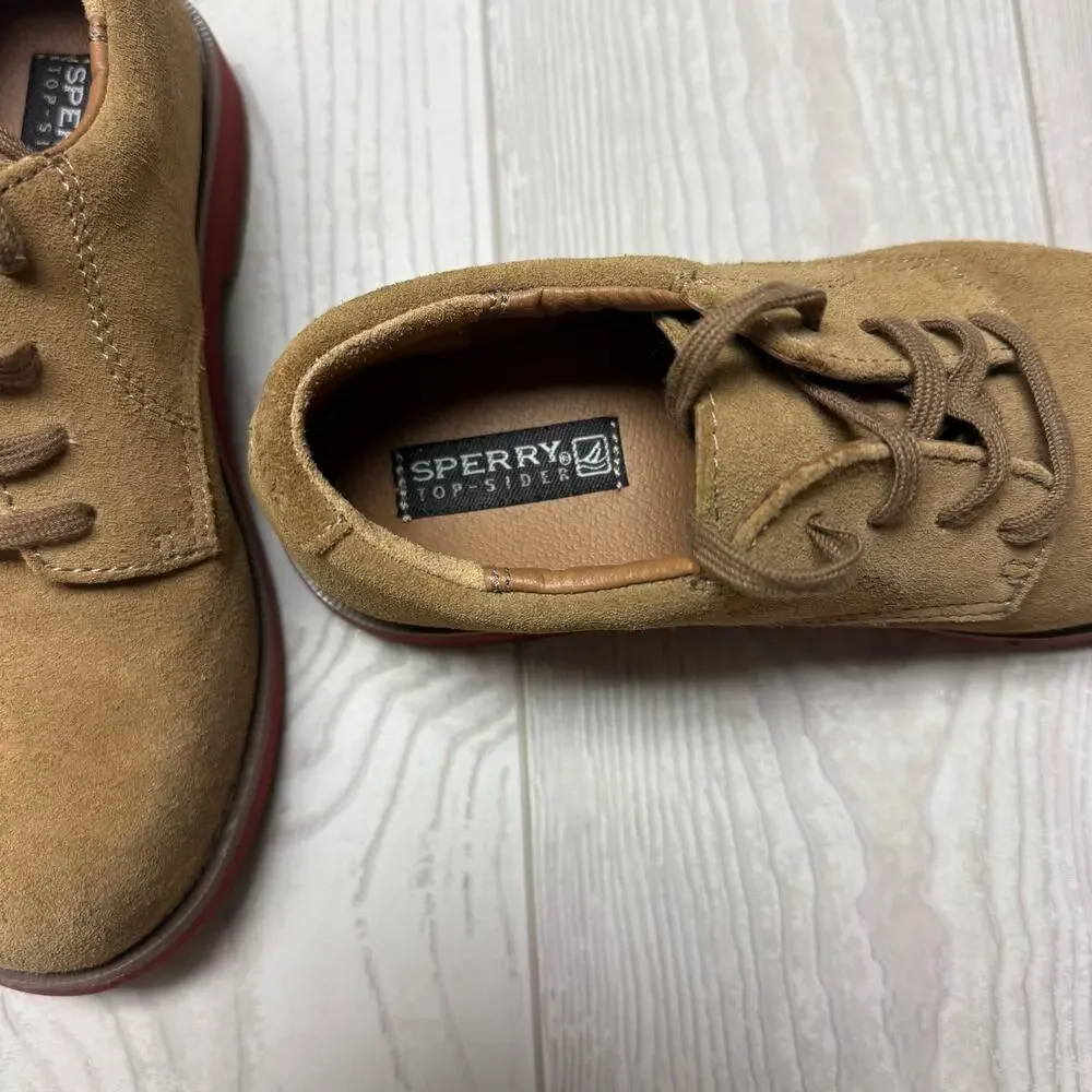 Sperry Top-Sider Tevin Boys Suede Oxford Shoes Brown Red Sole Size 13M